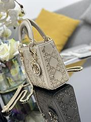 DIOR | Mini Lady Bag Metallic Cannage Lambskin with Beaded Embroidery - 17 x 15 x 7 cm - 6