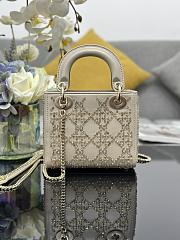 DIOR | Mini Lady Bag Metallic Cannage Lambskin with Beaded Embroidery - 17 x 15 x 7 cm - 4