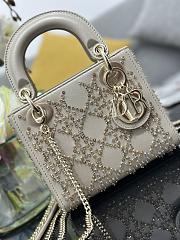 DIOR | Mini Lady Bag Metallic Cannage Lambskin with Beaded Embroidery - 17 x 15 x 7 cm - 3