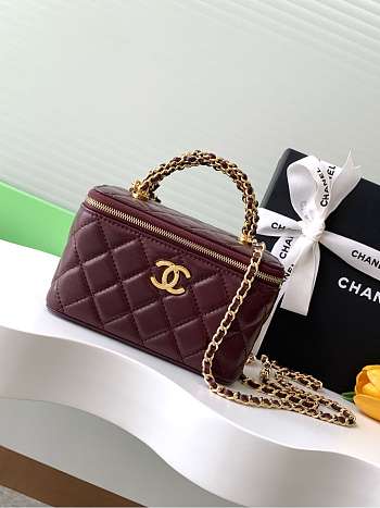 Chanel Vanity Burgundy Bag- 9.5x17x8cm
