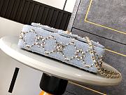CHANEL 21A Pearl Strass Crystal CC Medium Classic Double Flap Bag Grey-25cm - 5