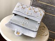 CHANEL 21A Pearl Strass Crystal CC Medium Classic Double Flap Bag Grey-25cm - 4