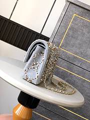 CHANEL 21A Pearl Strass Crystal CC Medium Classic Double Flap Bag Grey-25cm - 3