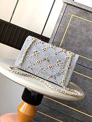 CHANEL 21A Pearl Strass Crystal CC Medium Classic Double Flap Bag Grey-25cm - 2