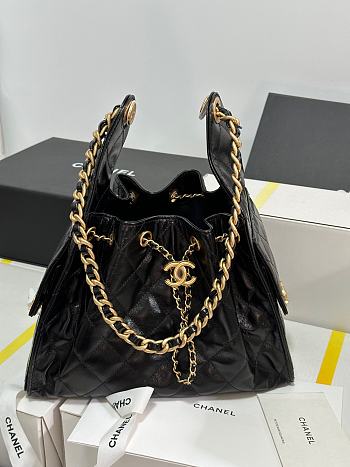 Chanel 25C Hobo In Shiny LeatherBlack-30*26*14CM
