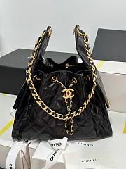 Chanel 25C Hobo In Shiny LeatherBlack-30*26*14CM - 3