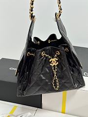 Chanel 25C Hobo In Shiny LeatherBlack-30*26*14CM - 2