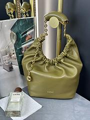 Lowe Small Squeeze bag in mellow nappa lambskin Olive-29cm - 1