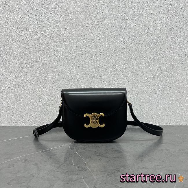 Celine Chain Bwsace Clea In Shiny Calfskin Black-18.5×6×16cm - 1