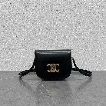 Celine Chain Bwsace Clea In Shiny Calfskin Black-18.5×6×16cm