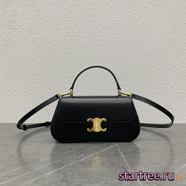 Celine Teen Celine Lola IN Shiny Calfskin Bag Black-22.5x11.5x5cm - 1