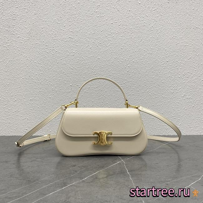 Celine Teen Celine Lola IN Shiny Calfskin Bag White-22.5x11.5x5cm - 1