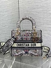 Dior Medium Lady D-Lite Bag Latte Embroidery with Multicolor-24cm - 1