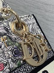 Dior Medium Lady D-Lite Bag Latte Embroidery with Multicolor-24cm - 5