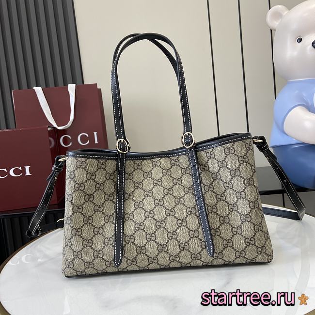 Gucci Emblem medium tote bag beige and black-30cm - 1