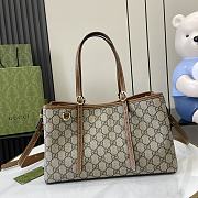 Gucci Emblem medium tote bag beige and Dark brown-30cm - 1