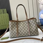 Gucci Emblem medium tote bag beige and Dark brown-30cm - 2