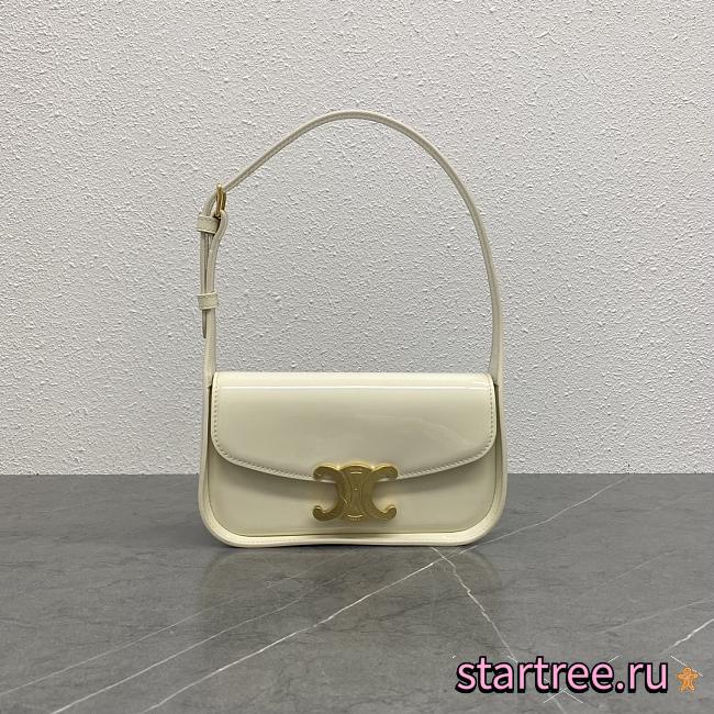 Celine Terence Triomphe Bag In Shiny Leather White-21x5.5x11cm - 1