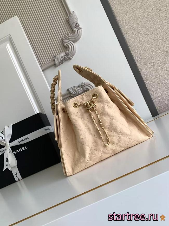 CHANEL 25 Small Handbag Grained Calfskin & Gold-Tone Metal Beige - 1