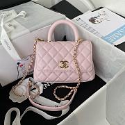 Chanel Mini flap bag with top handle Grained calfskin Pink-13*19*9cm - 1