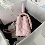 Chanel Mini flap bag with top handle Grained calfskin Pink-13*19*9cm - 3