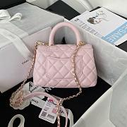 Chanel Mini flap bag with top handle Grained calfskin Pink-13*19*9cm - 2