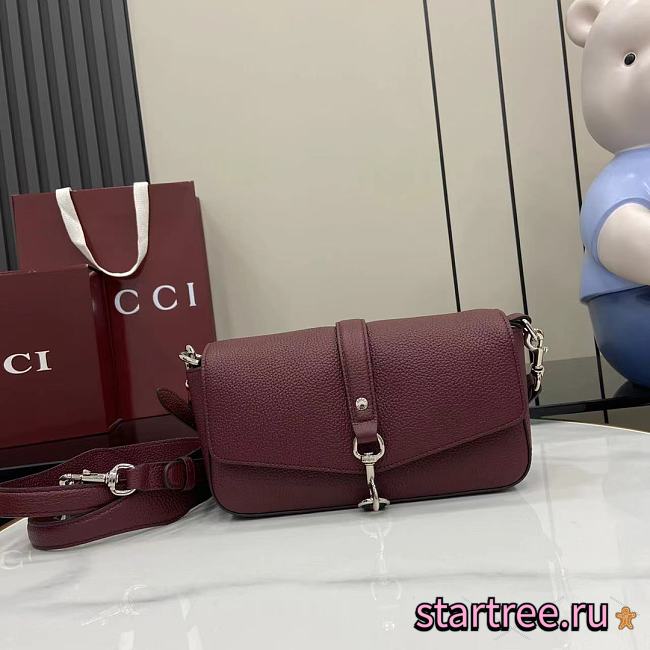 Gucci Small crossbody bag with hook closure burgundy- 23.5x12.5x6.5cm - 1