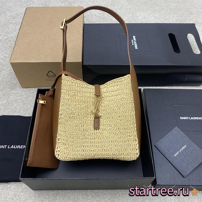 YSL Saint Lauren LE 5 À 7 supple small in raffia and leather-22*22*10cm - 1