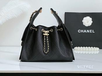 Chanel 25C Hobo In Calfskin Leather Black-30*26*14CM