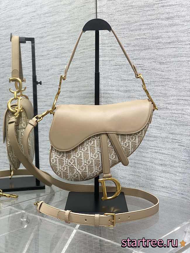 Dior Saddle Bag with Strap Dior Oblique Jacquard-25.5cm - 1