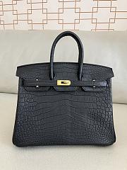 Hermes Birkin 25 Matte Black Crocodile Gold Hardware - 1