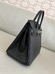 Hermes Birkin 25 Matte Black Crocodile Gold Hardware - 4