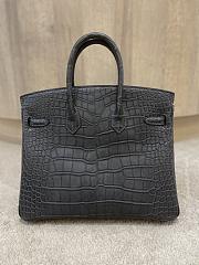 Hermes Birkin 25 Matte Black Crocodile Silver Hardware - 5