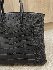 Hermes Birkin 25 Matte Black Crocodile Silver Hardware - 3
