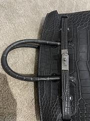 Hermes Birkin 25 Matte Black Crocodile Silver Hardware - 2
