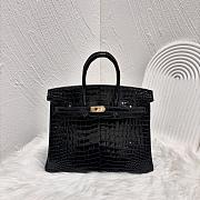 Hermes Birkin 25 Patent Black Crocodile Gold Hardware - 1