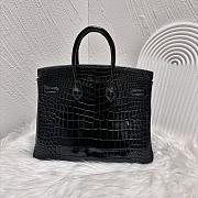 Hermes Birkin 25 Patent Black Crocodile Gold Hardware - 2