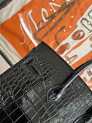 Hermes Birkin 25 Patent Black Crocodile Silver Hardware - 4