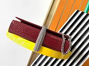 YSL Saint Lauren Monogram Kate in embossed crocodile shiny leather Burbundy - 5
