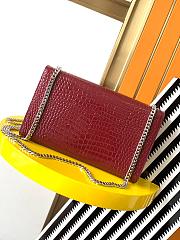 YSL Saint Lauren Monogram Kate in embossed crocodile shiny leather Burbundy - 3