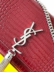 YSL Saint Lauren Monogram Kate in embossed crocodile shiny leather Burbundy - 2