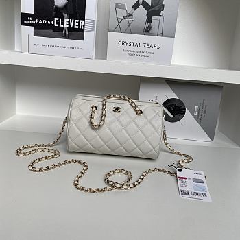 Chanel Boston Chain Bag Caviar White-11.5*18.5*11cm