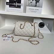 Chanel Boston Chain Bag Caviar White-11.5*18.5*11cm - 2