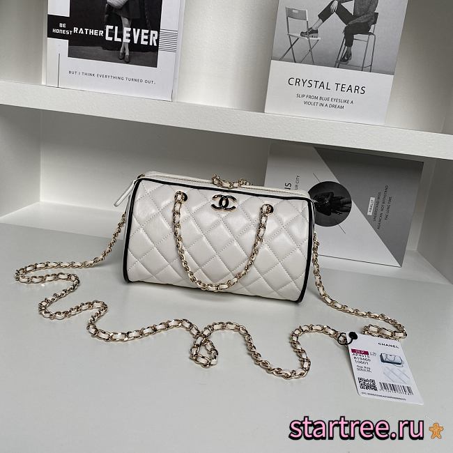 Chanel Boston Chain Bag Lambskin White-11.5*18.5*11cm - 1