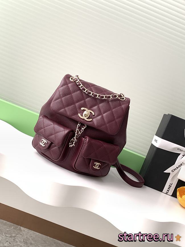 Chanel Duma Backpack Caviar Burgundy-21*20*12CM  - 1