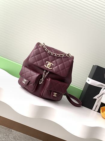 Chanel Duma Backpack Caviar Burgundy-21*20*12CM 
