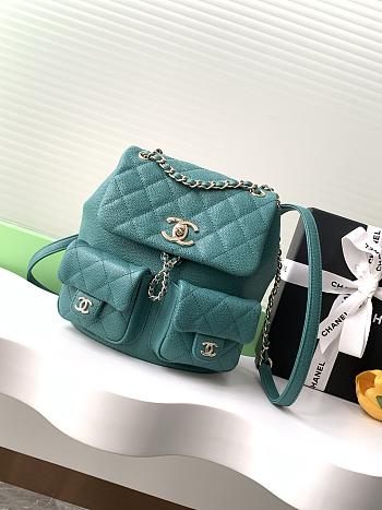 Chanel Duma Backpack Caviar Green-21*20*12CM