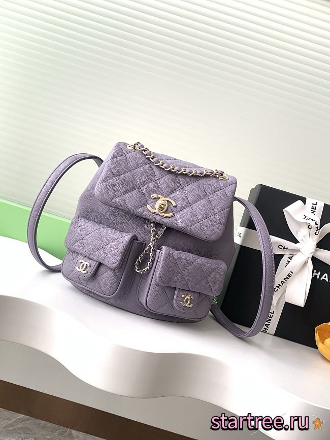Chanel Duma Backpack Caviar Purple-21*20*12CM - 1
