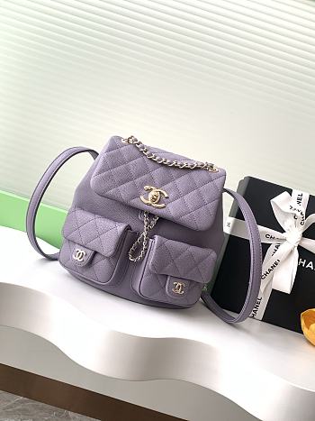 Chanel Duma Backpack Caviar Purple-21*20*12CM