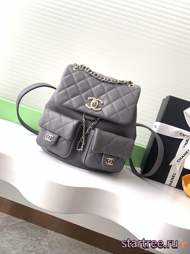 Chanel Duma Backpack Caviar Grey-21*20*12CM - 1